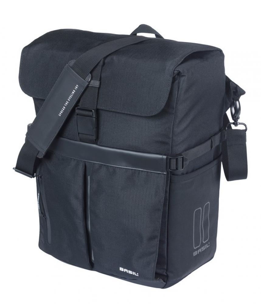 Basil Move Einzelpacktasche MIK Studs 15 Liter - schwarze Einzeltasche mit Laptopfach & Regenhülle