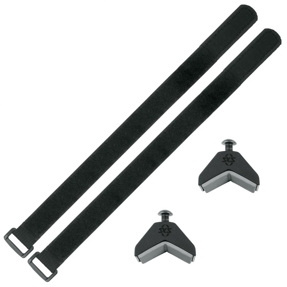 SKS Anywhere Adapter für Flaschenhalter, flexibles Befestigungssystem mit gummierten Klettverschluss-Gurten, passend für Rohre bis 80 mm Durchmesser, ideal für Fahrräder ohne Bohrungen, Farbe: Schwarz