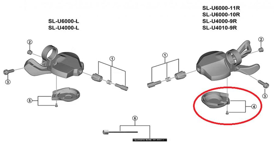 SHIMANO SL-U4010-9R Hebelabdeckung und Befestigungsschrauben Hebelabdeckung - 4010-9
