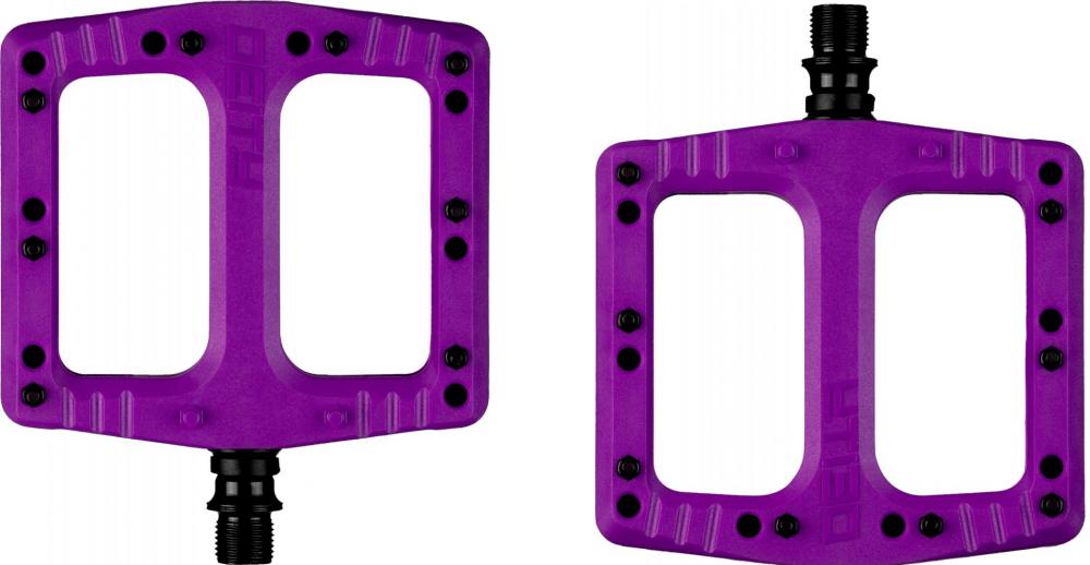 Deity Deftrap Pedale lila (Purple), Kunststoffplattform, CroMo-Achse, 113 x 103 mm, super Grip, 9 Pins pro Seite, für MTB und BMX