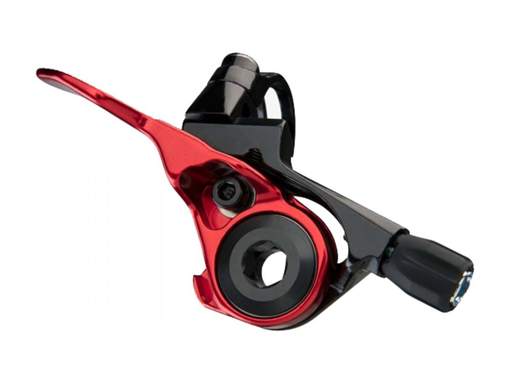 Roter Race Face Turbine R Remote Hebel für präzise Dropper-Post-Bedienung am Fahrrad.