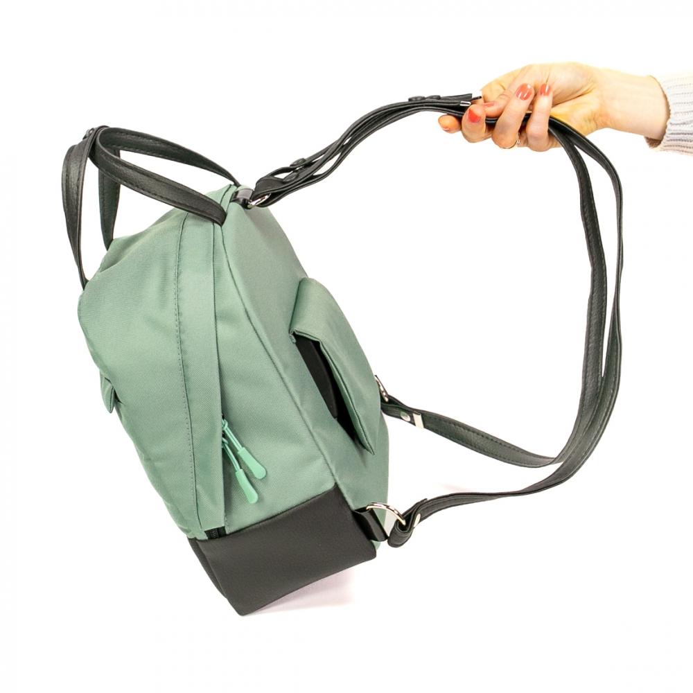Haberland Rucksack-Lenkertasche Bella salbei/sw - flexible Lenker- und Rucksacktasche für E-Bikes