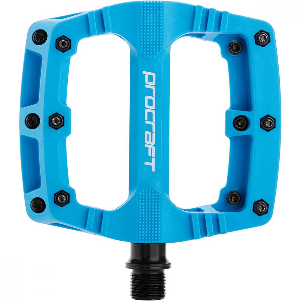 Procraft Pedale Small Grip Essential Kunststoff 102 x 100 mm Blau - kompakte Flatpedals mit sicherem Grip