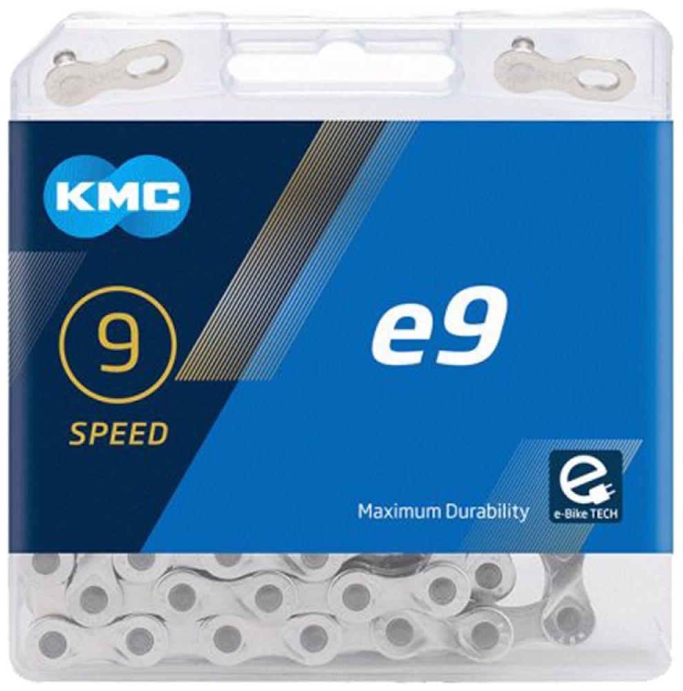 KMC E9 9-fach E-Bike Kette silber, verstärkt für maximale Haltbarkeit, inkl. MissingLink.