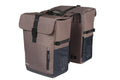 Basil Doppelpacktasche Move MIK 30 Liter braun - Doppeltasche mit MIK-Adapterplatte, wasserabweisendem recyceltem Polyester, Regenhülle & Reflektoren