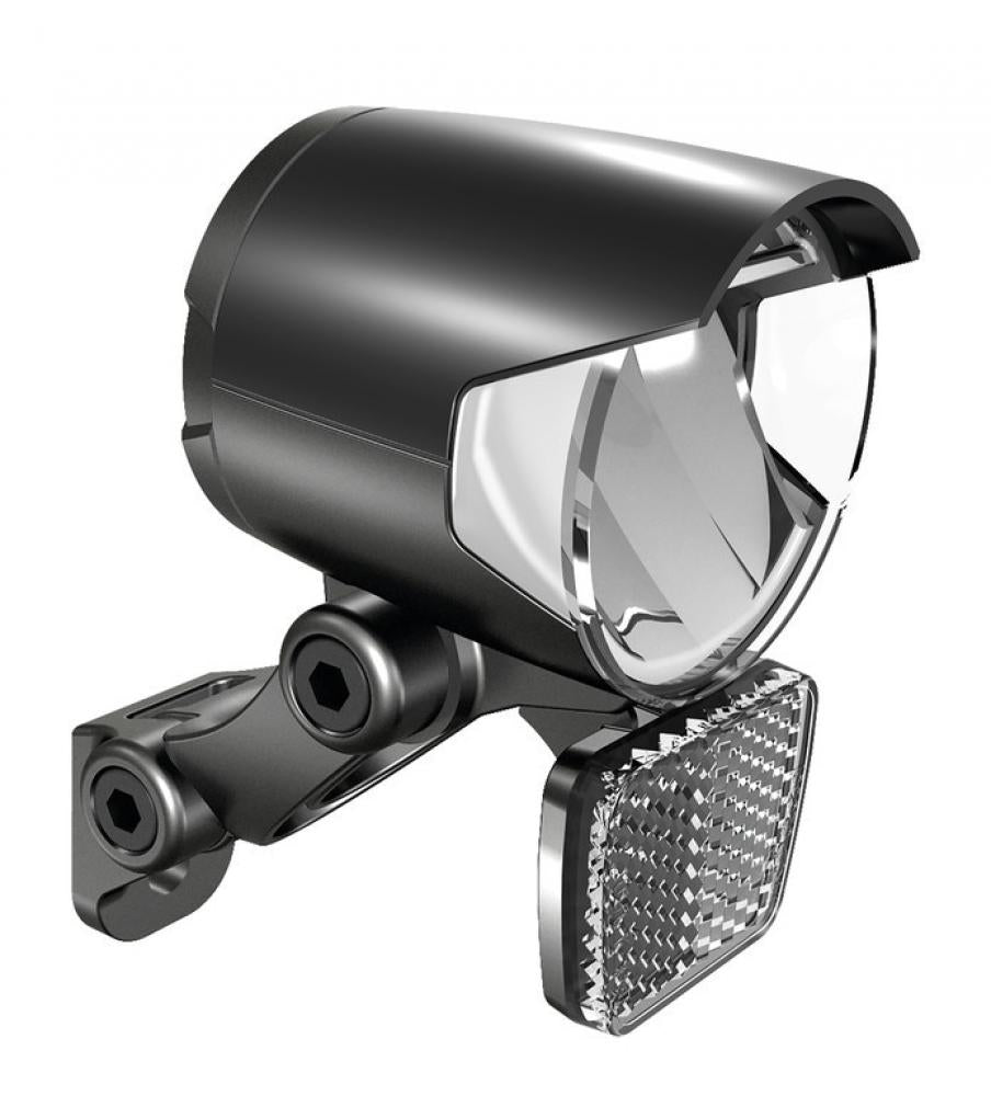 Herrmans Frontscheinwerfer H-Black MR4 E für E-Bikes, schwarz, 230 Lumen, StVZO-zugelassen mit integriertem Reflektor
