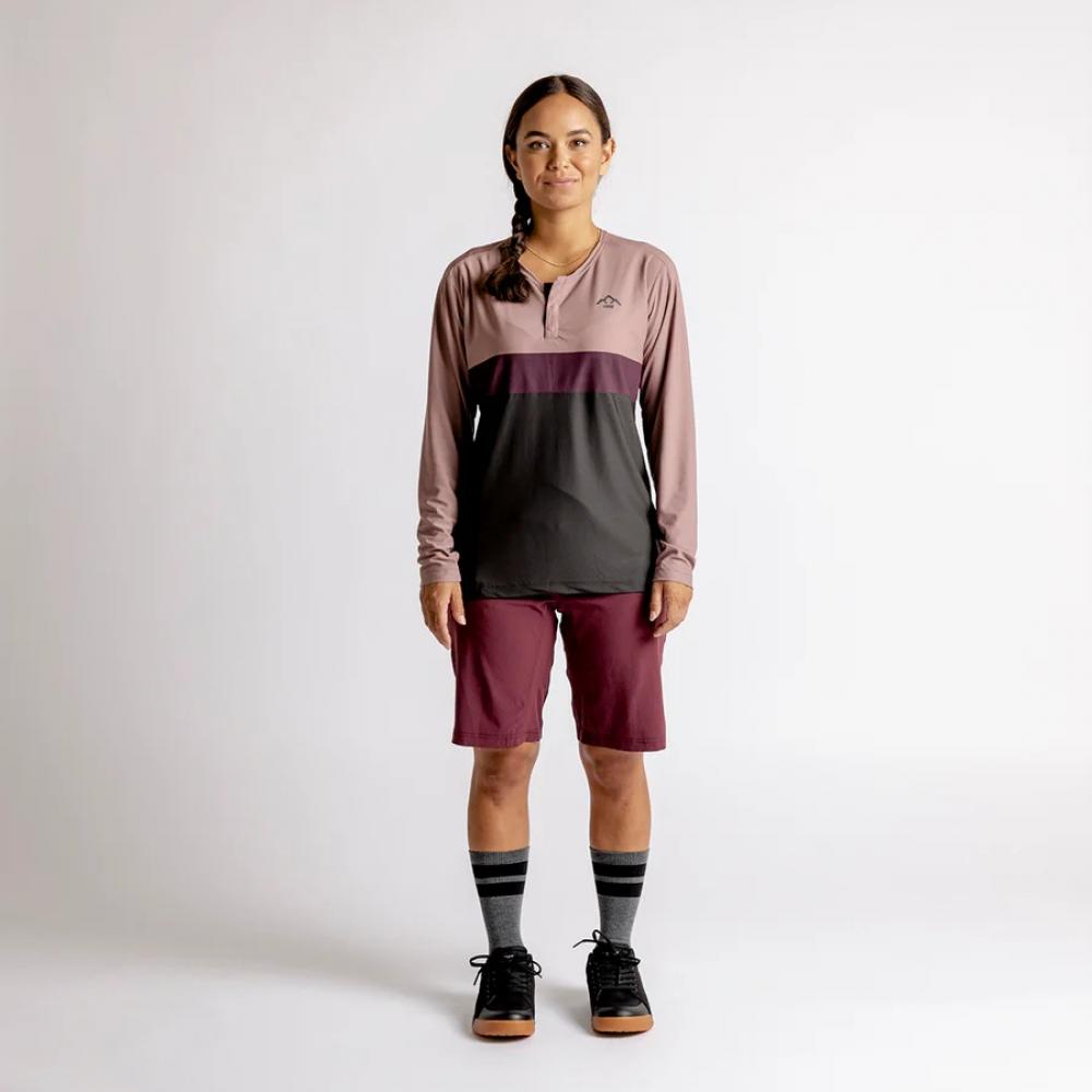IXS Sports Division iXS Flow XTG Women's Long Sleeve Henley 40 Anthracite / Raisin - wetterfestes Trail-Shirt