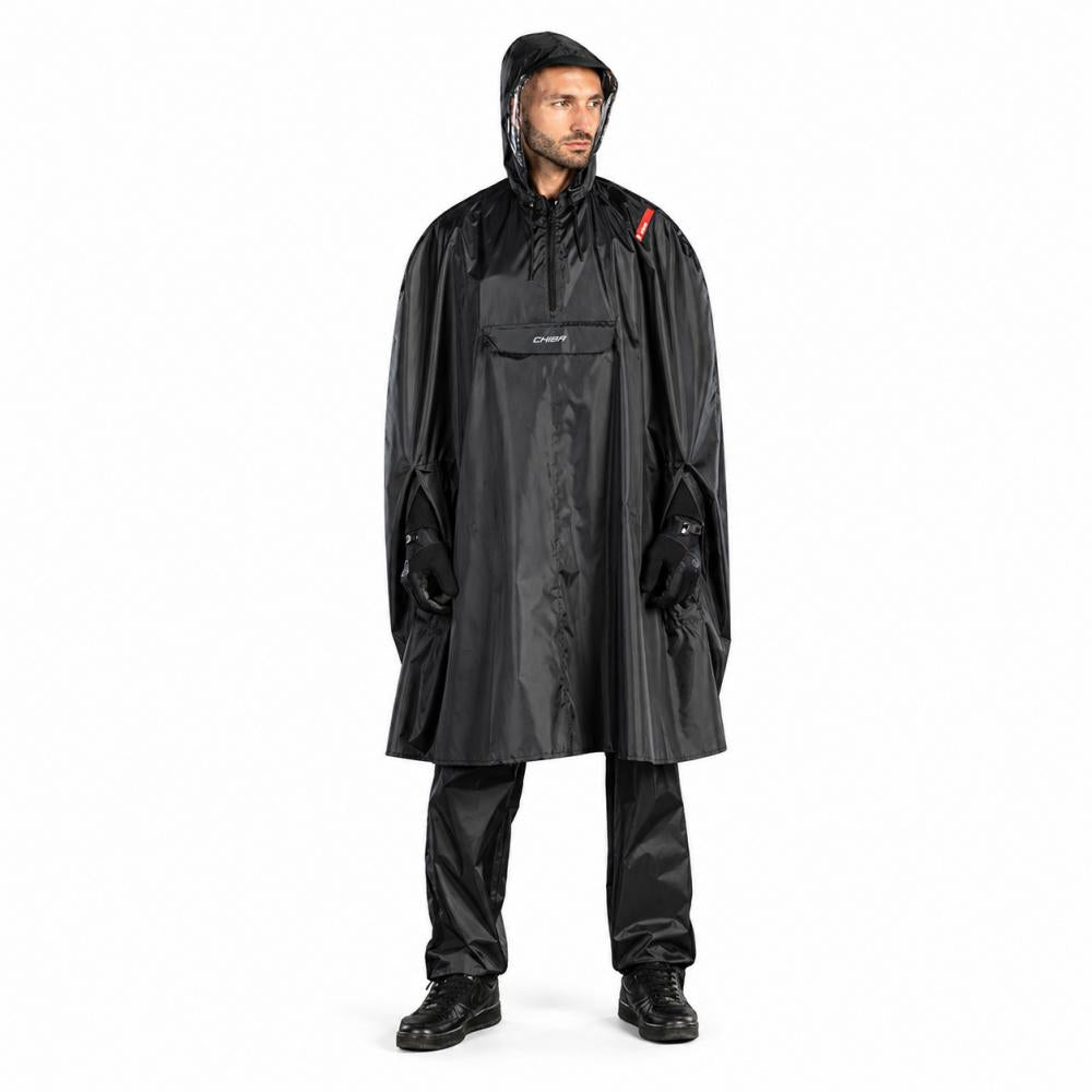 CHIBA Regenponcho - XL/XXL, schwarz, wasserdicht, reflektierend, Radsport