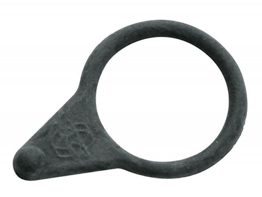 SKS Clip-Haltegummi schwarz mit SKS-Aufdruck, ideal zur sicheren Befestigung von Zubehör an SKS-Produkten, robust, flexibel und wetterbeständig