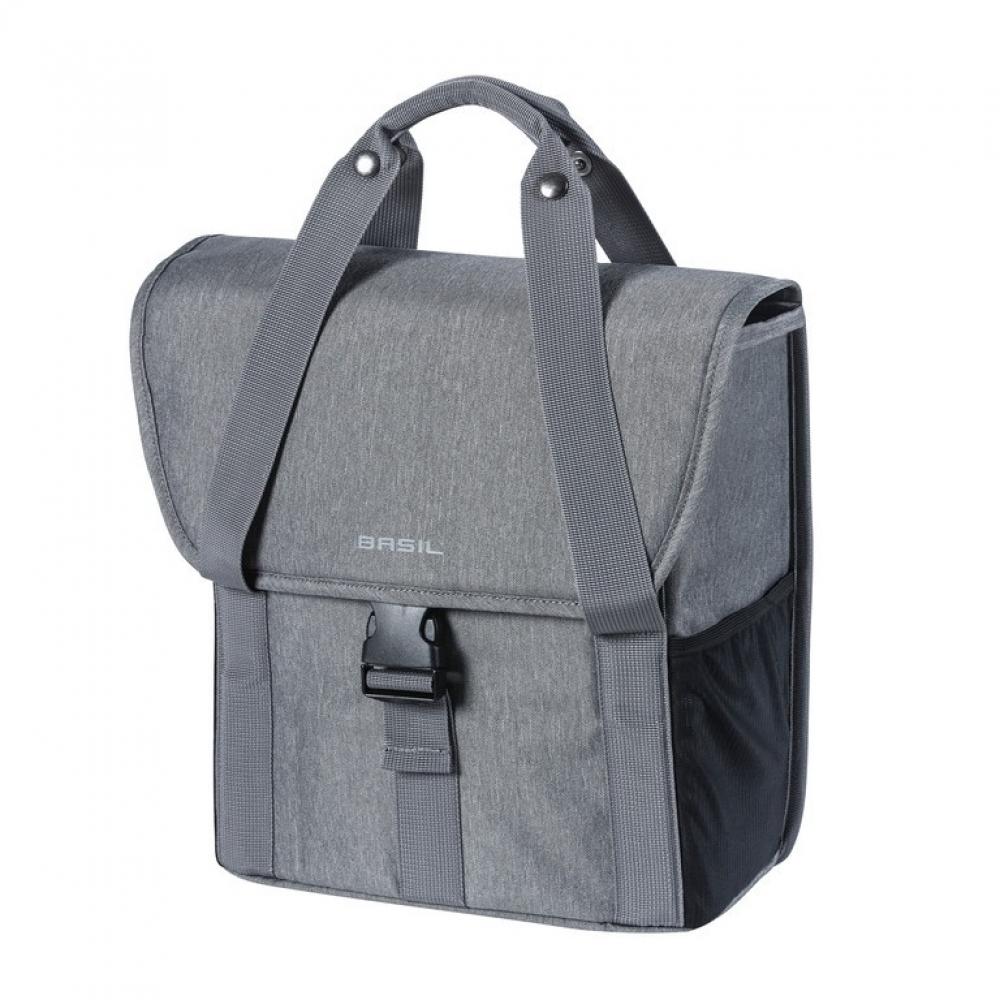 Basil Einzeltasche Go Single grey melee mit Reflexstreifen 16l
