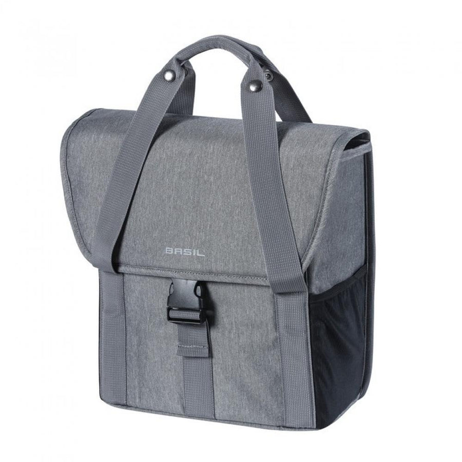 Basil Einzeltasche Go Single grey melee mit Reflexstreifen 16l