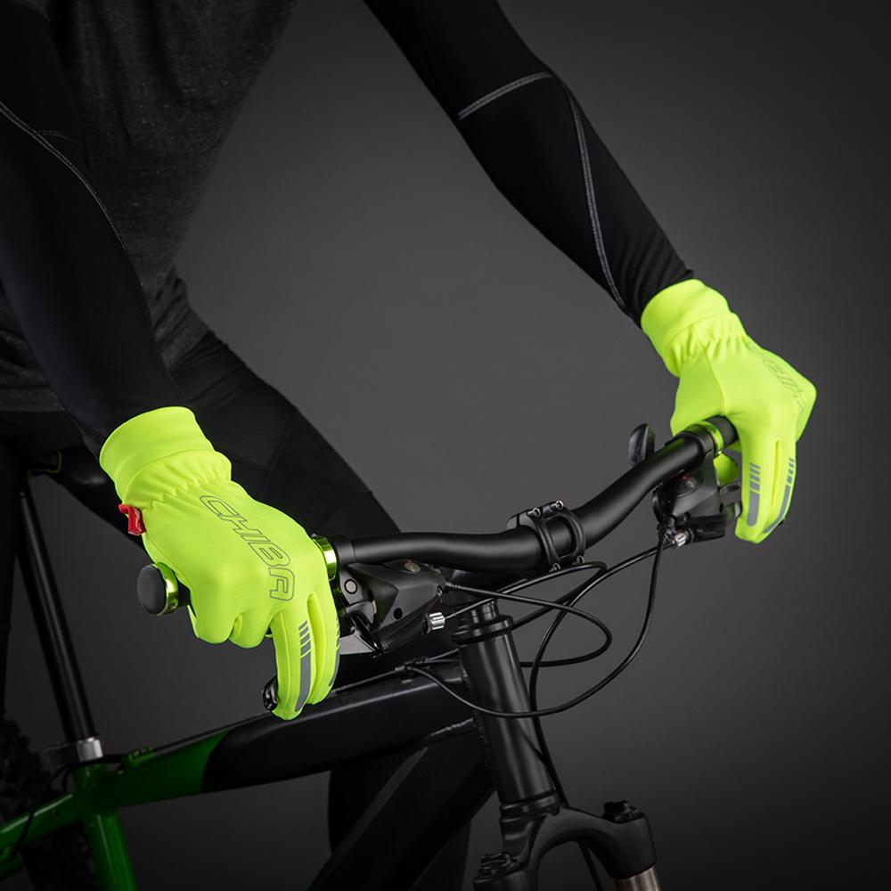 CHIBA Thermofleece - Radhandschuhe neongelb, atmungsaktiv, Touchfinger, Größe M