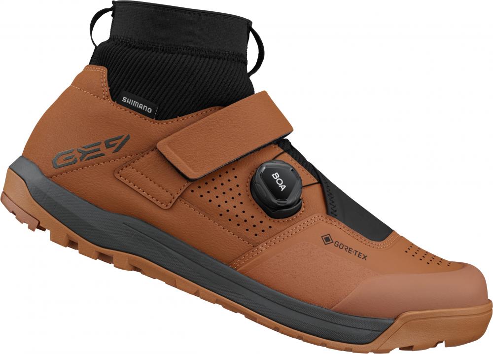 SHIMANO Fahrradschuhe GE900GTX Herren/Damen MTB SPD Größe 46 Braun - wasserdichte Gravity-/Enduro Schuhe