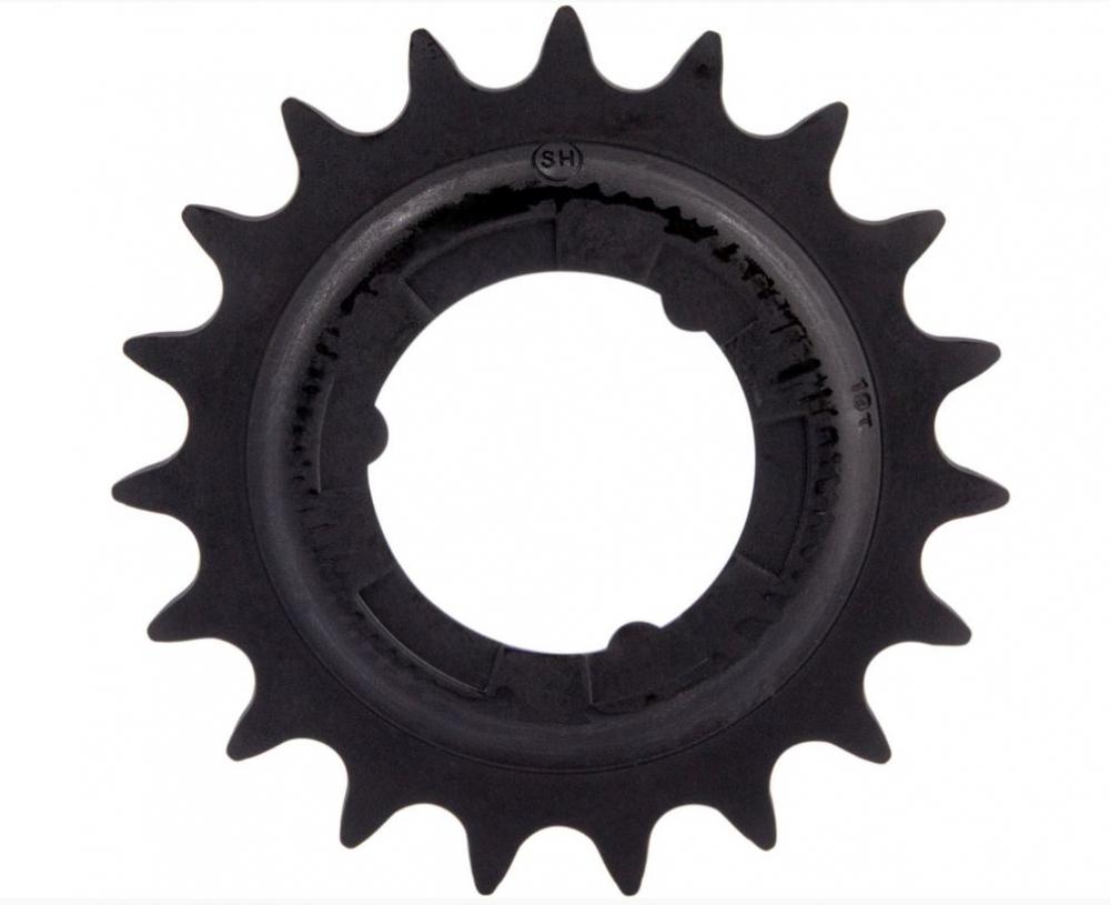 Schwarzes SHIMANO NEXUS Fahrrad Ritzel mit 19 Zähnen.