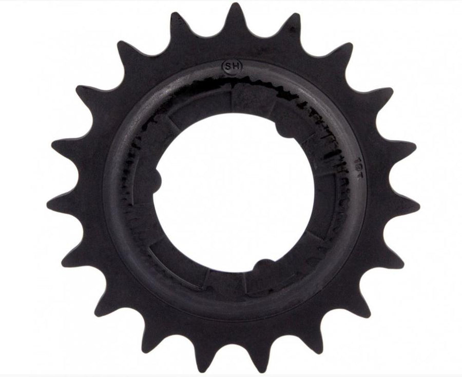 Schwarzes SHIMANO NEXUS Fahrrad Ritzel mit 19 Zähnen.