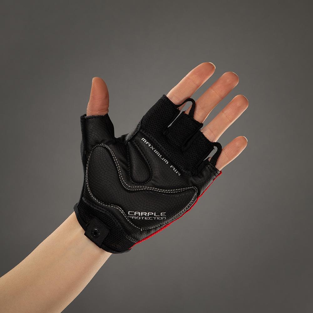 CHIBA Cool Air - Radhandschuhe kurzfinger, rot, M, atmungsaktiv mit Gelpolsterung