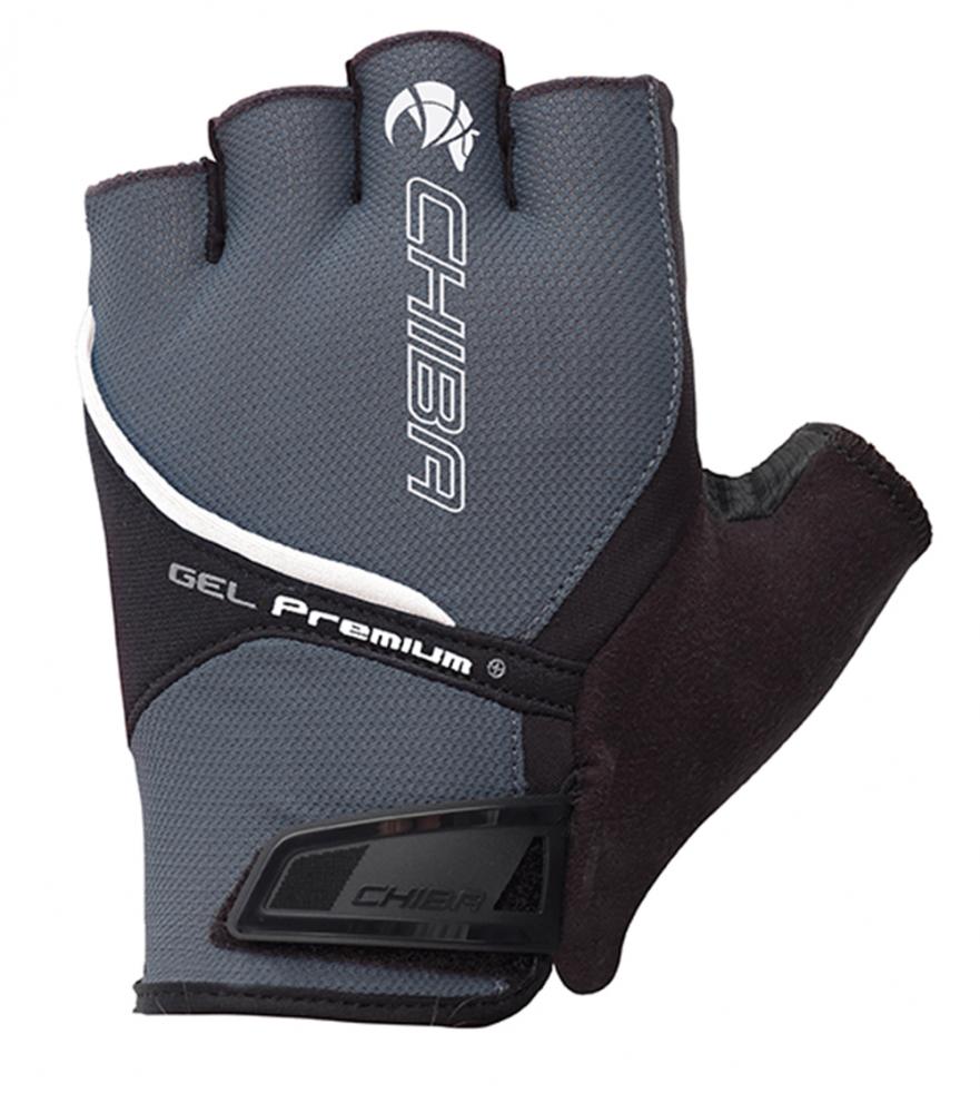 CHIBA Gel Premium - Radhandschuhe dunkelgrau, Größe M, mit Poron-Gelpolsterung