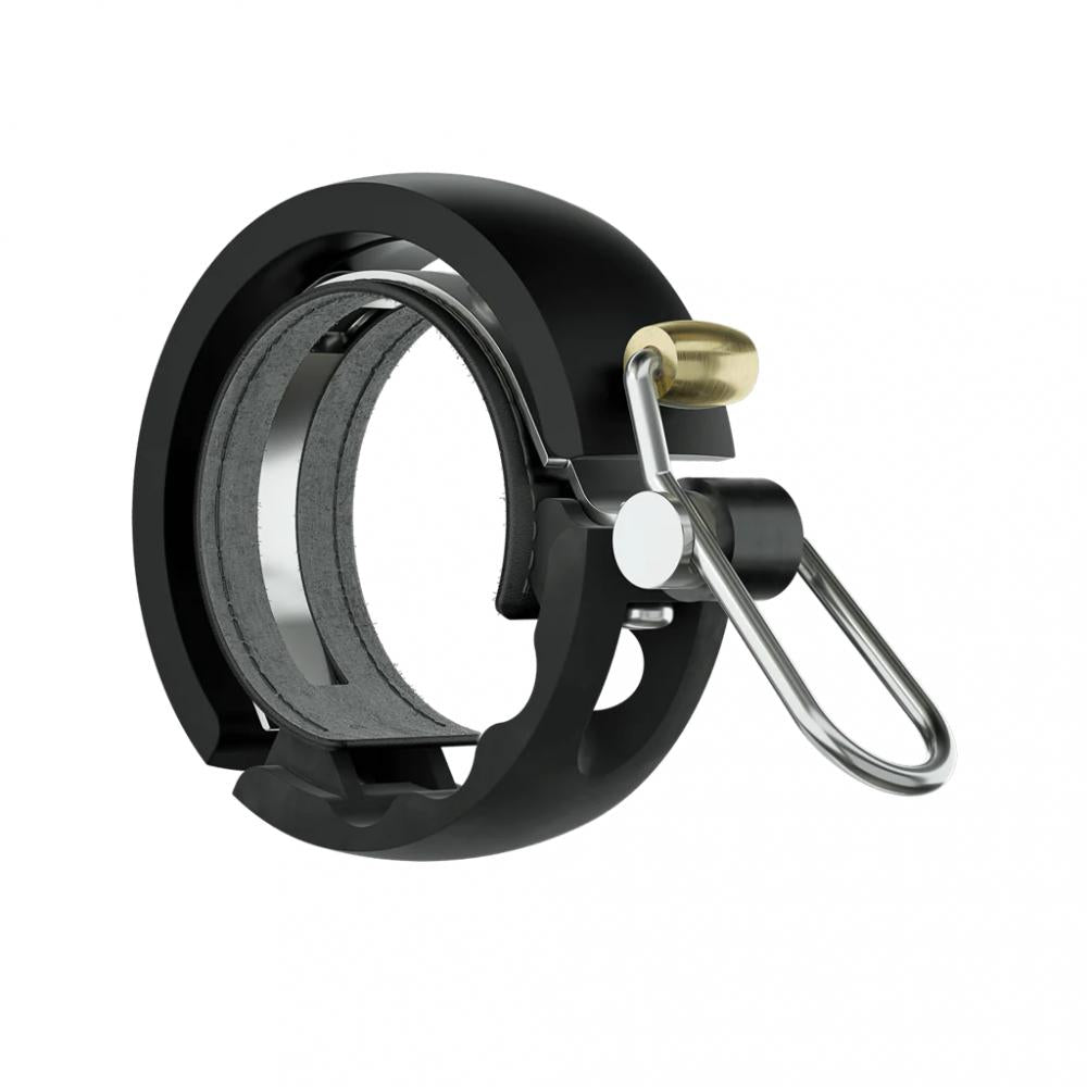 Knog Oi Luxe Fahrradklingel groß 23.8 - 31.8mm mit Kabelführung matt schwarz