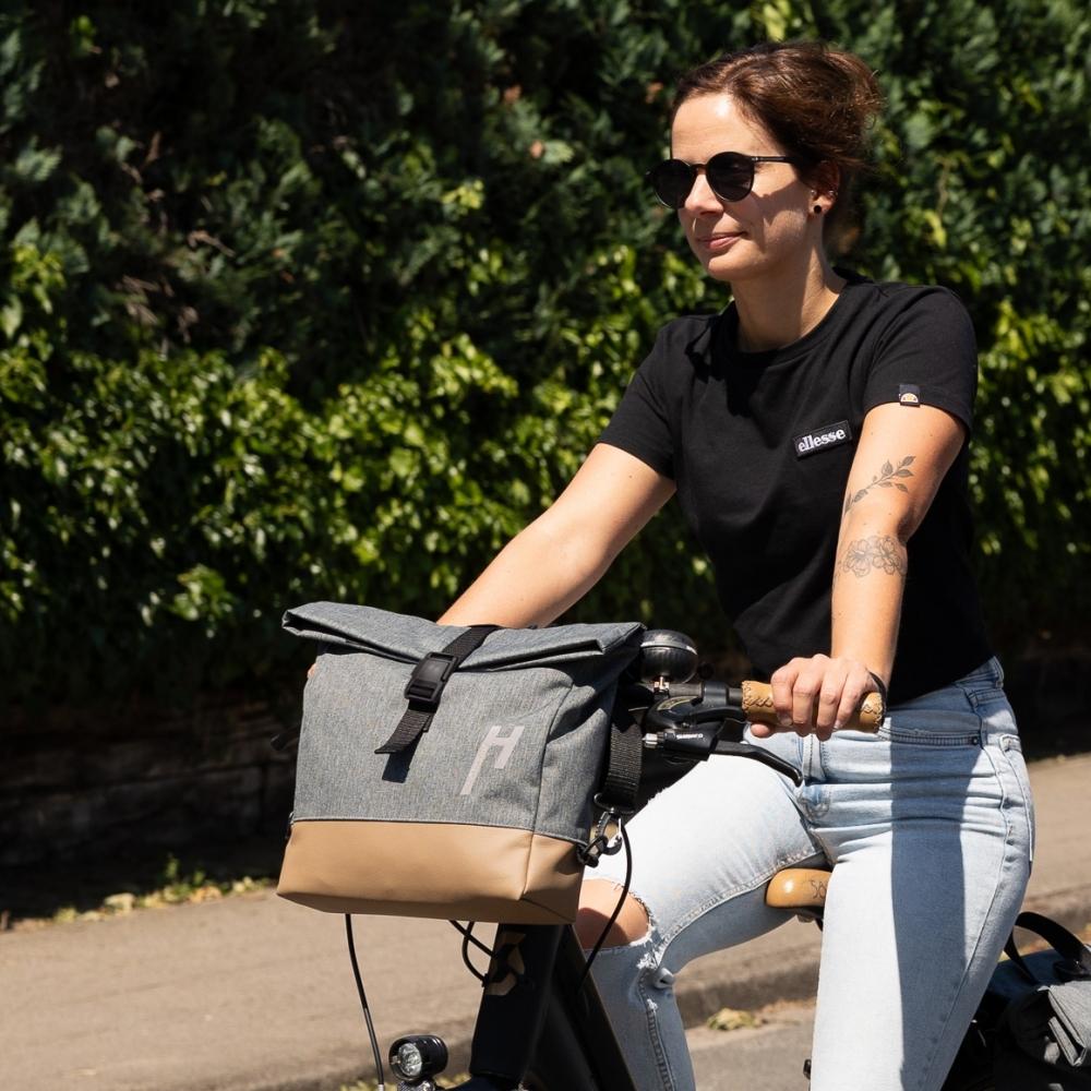 Haberland Lenker-Bike-Rucksack Keep Rollin' grau - flexible Lenkertasche & Rucksack in moderner Ausführung