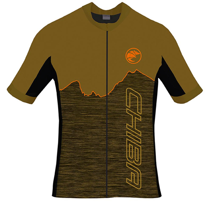 CHIBA Watzmann Shirt Herren - Radtrikot olive/orange, atmungsaktiv, XL