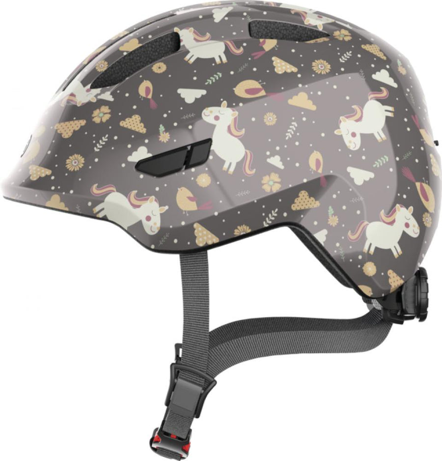 ABUS Smiley 3.0 Kinderhelm grey horse, Größe M 50-55 cm, In-Mold, höhenverstellbar, Belüftung, Reflektoren, ideal für kleine Pferdefans, sicher & bequem