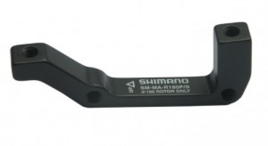 Schwarzer SHIMANO Scheibenbremsadapter hinten PM IS für 180 mm Bremsscheiben.