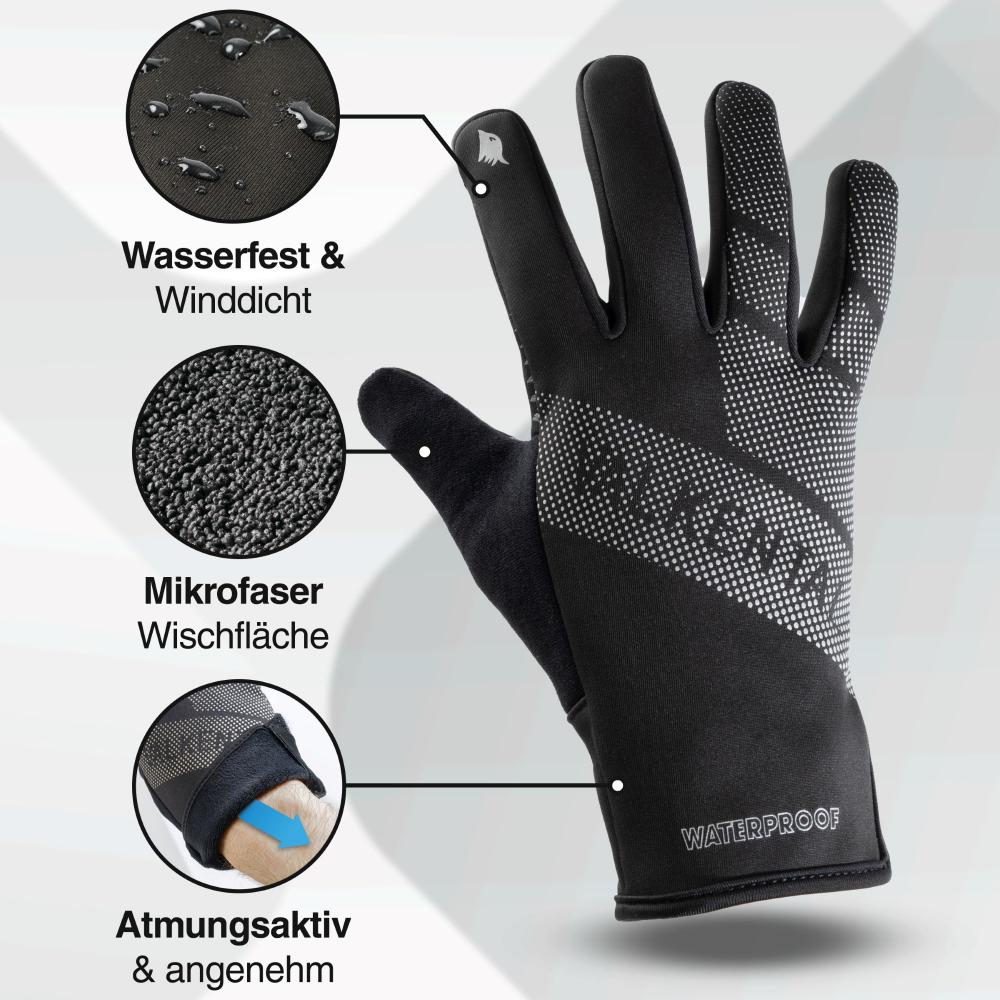 Valkental Handschuhe GloRider V2 Flex wasserfester Übergangshandschuh mit Grip L schwarz