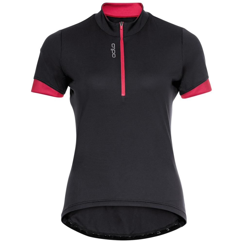 Odlo Women´s T-shirt 1/2 zip ESSENTIAL black paradise pink Größe L