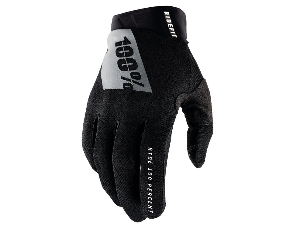 100% Ridefit Gloves S black/white - leichter MTB-Handschuh mit Top-Grip