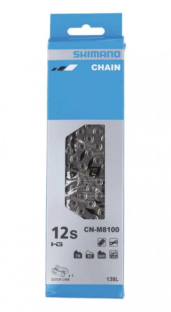 Shimano DEORE XT CN-M8100 12-fach Kette 138 Glieder für MTB und E-Bike, inkl. Quick-Link