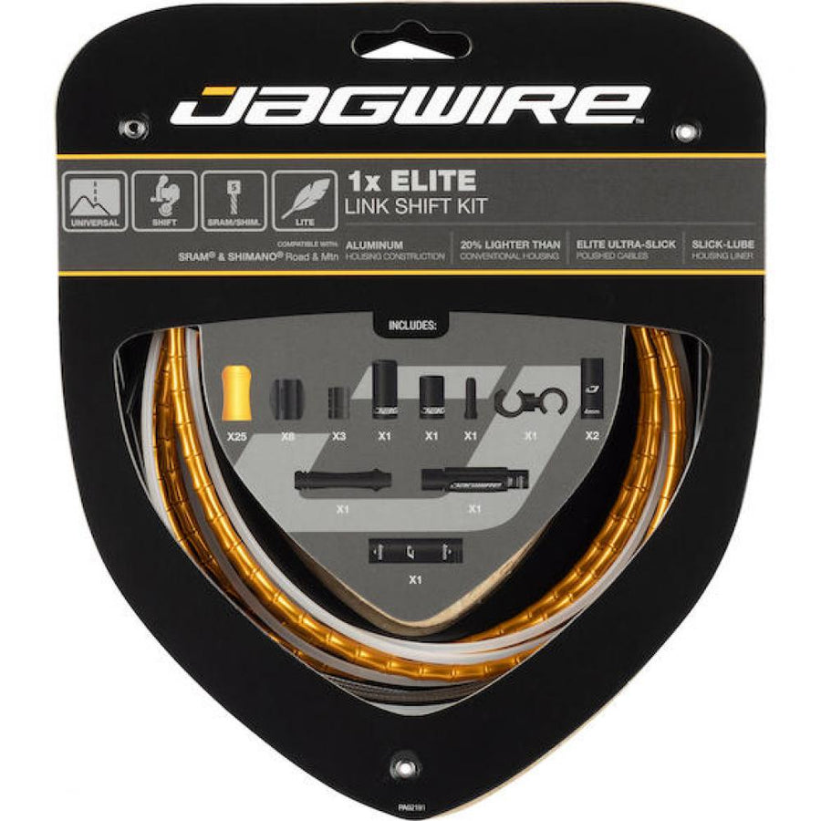 Jagwire Schaltzugset Road & Mountain Elite Link 1x Gold - Kompressionsfreie Schaltperformance