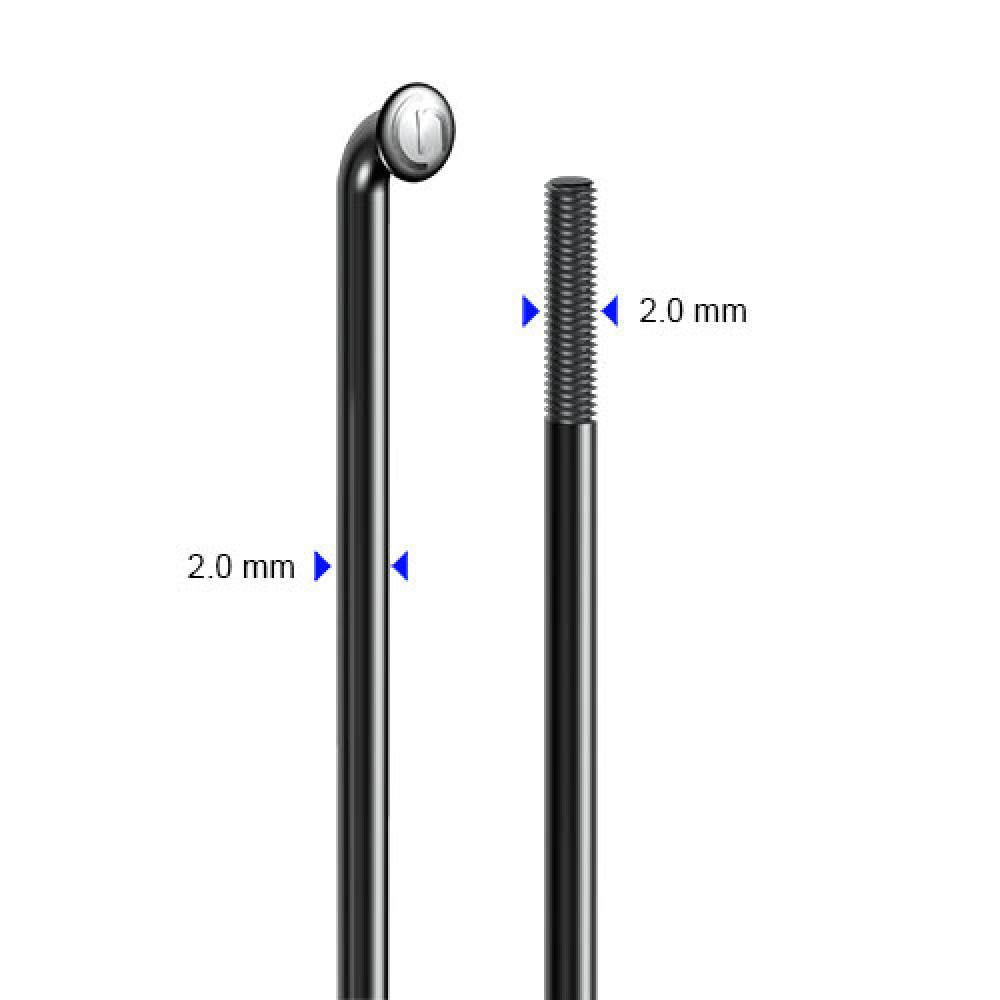 cnSpoke STD14C Fahrradspeiche Ø2,0mm schwarz Edelstahl, mit J-Bend Kopf und Gewinde