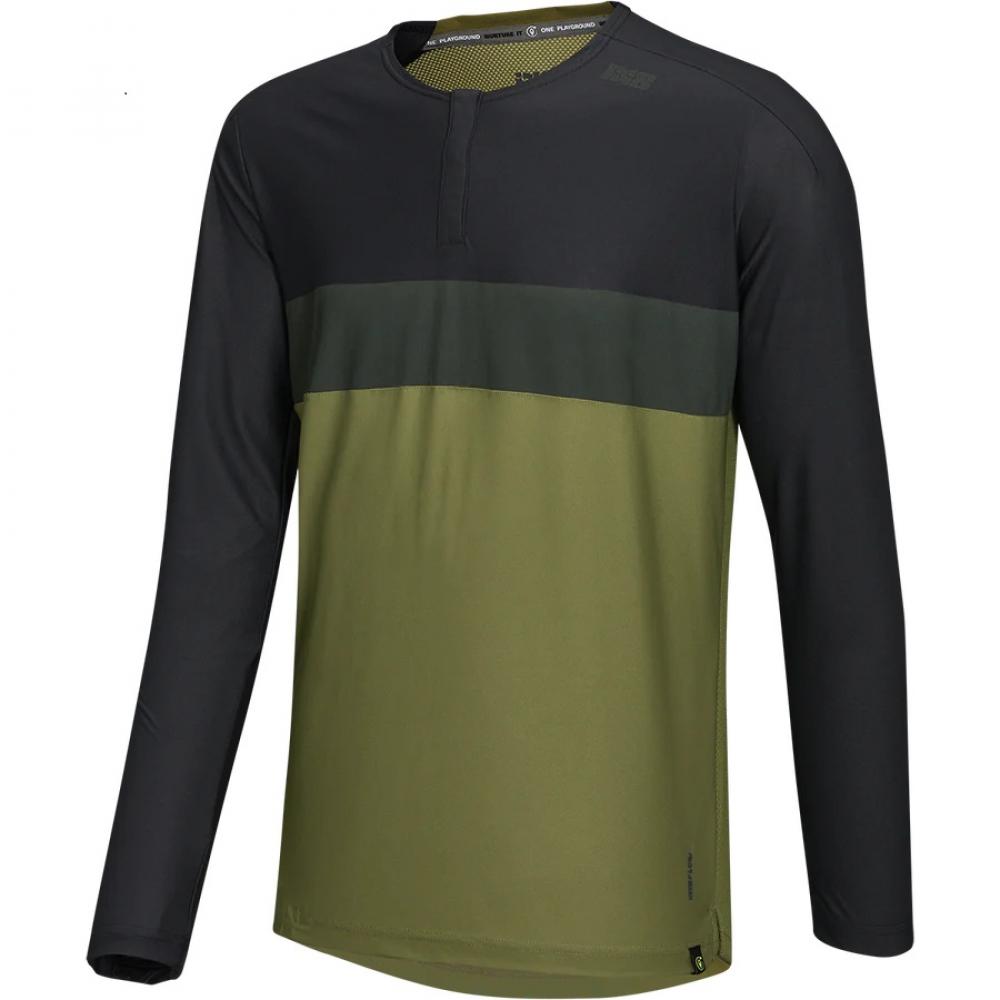IXS Sports Division iXS Flow XTG Long Sleeve Henley L Olive/Black - atmungsaktives Trail-Henley