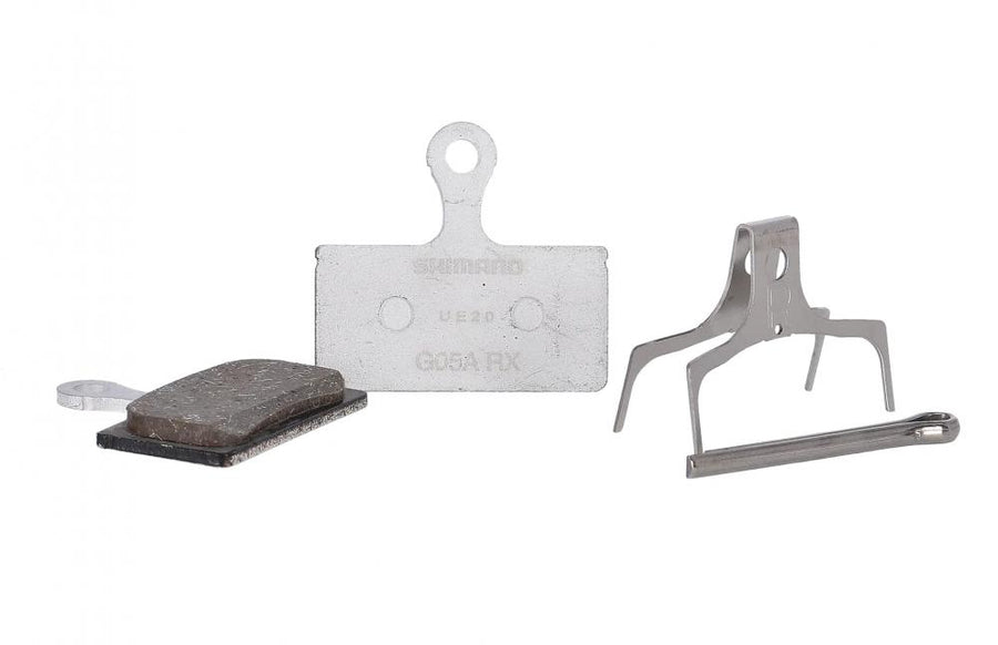 SHIMANO G05A-RX Resin Scheibenbremsbeläge Aluträger Set für leise und kraftvolle Fahrradbremsen.