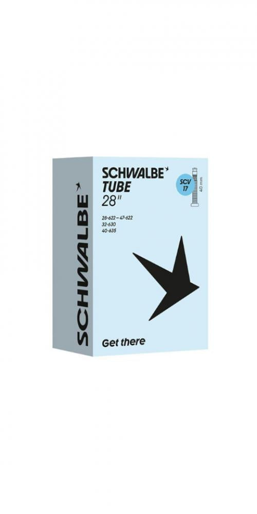 Schwalbe SCHLAUCH SCV17 28 Zoll (28/47-622)/635 mit 40mm Ventil, zuverlässiger Fahrradschlauch im modernen Design.