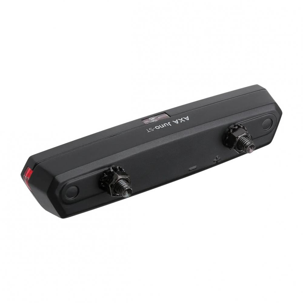 Schwarzes AXA Juno ST 50 Dynamo-Fahrradrücklicht mit Standlichtfunktion.