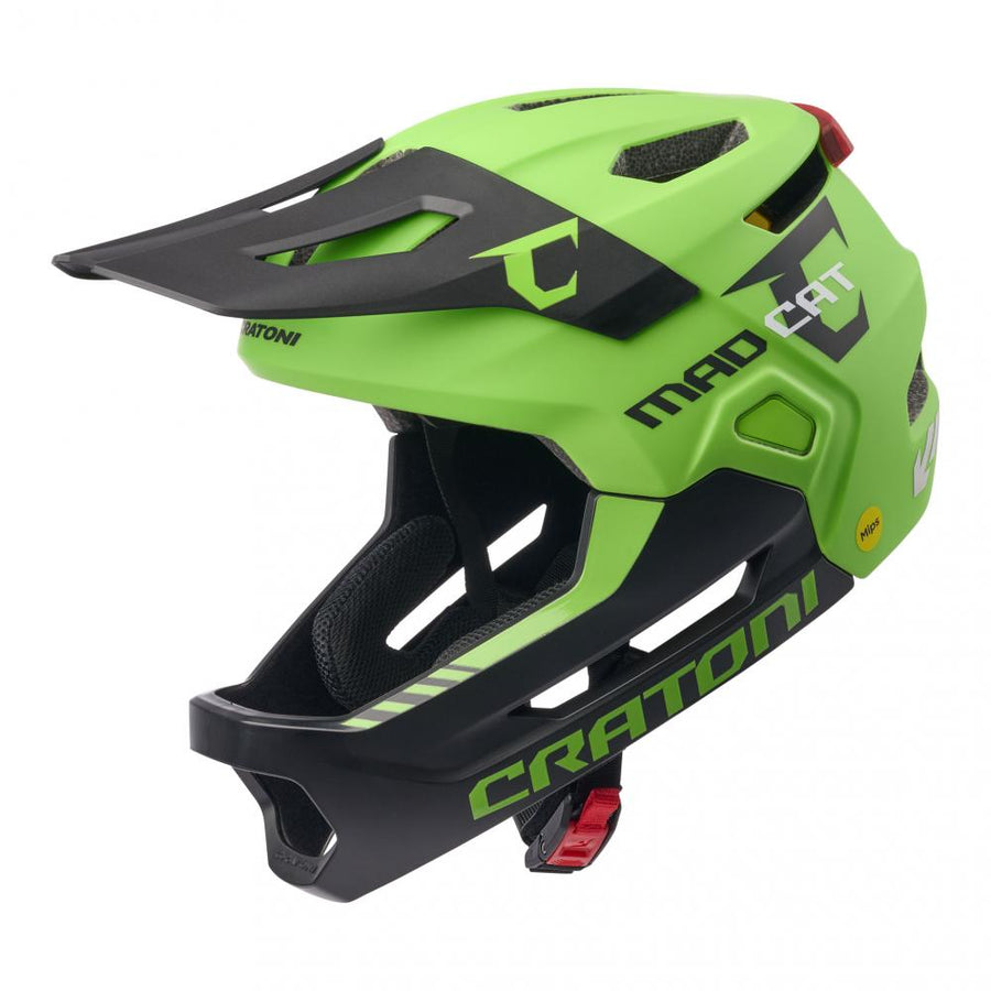 CRATONI Madcat MIPS Kinder-Fullface-Helm S-M - lime-black matt