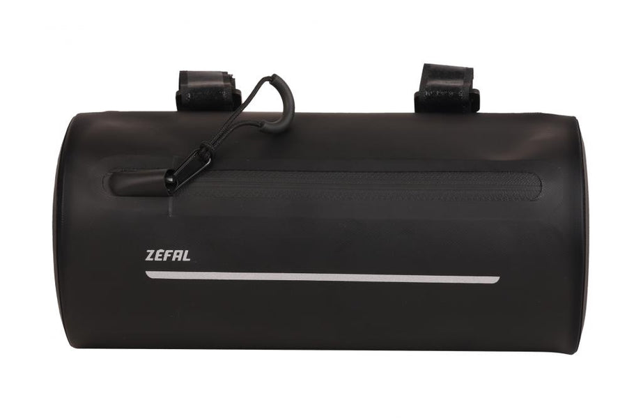 Zefal Z Adventure F2 schwarze Lenkertasche, wasserdicht, mit Reißverschluss und reflektierendem Streifen.