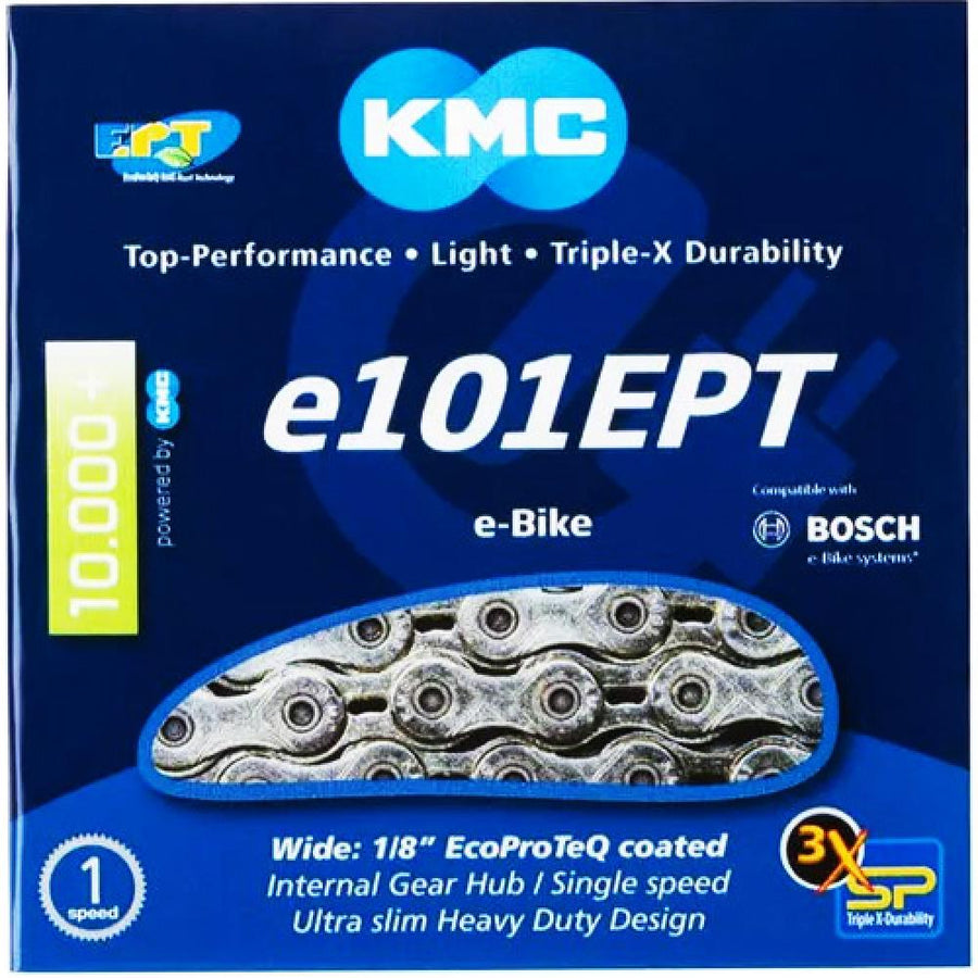 KMC e101 EPT Kette für Nabenschaltung, 1/8" breit, e-Bike & Bosch kompatibel, Triple-X Durability.