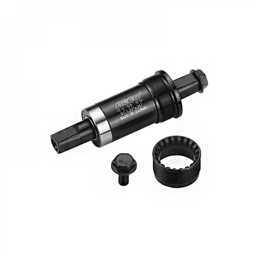 NECO Innenlager 131 mm Achslänge, 68 mm BSA-Gehäuse, Nylonschalen, Vierkantaufnahme, gedichtete Industrielager