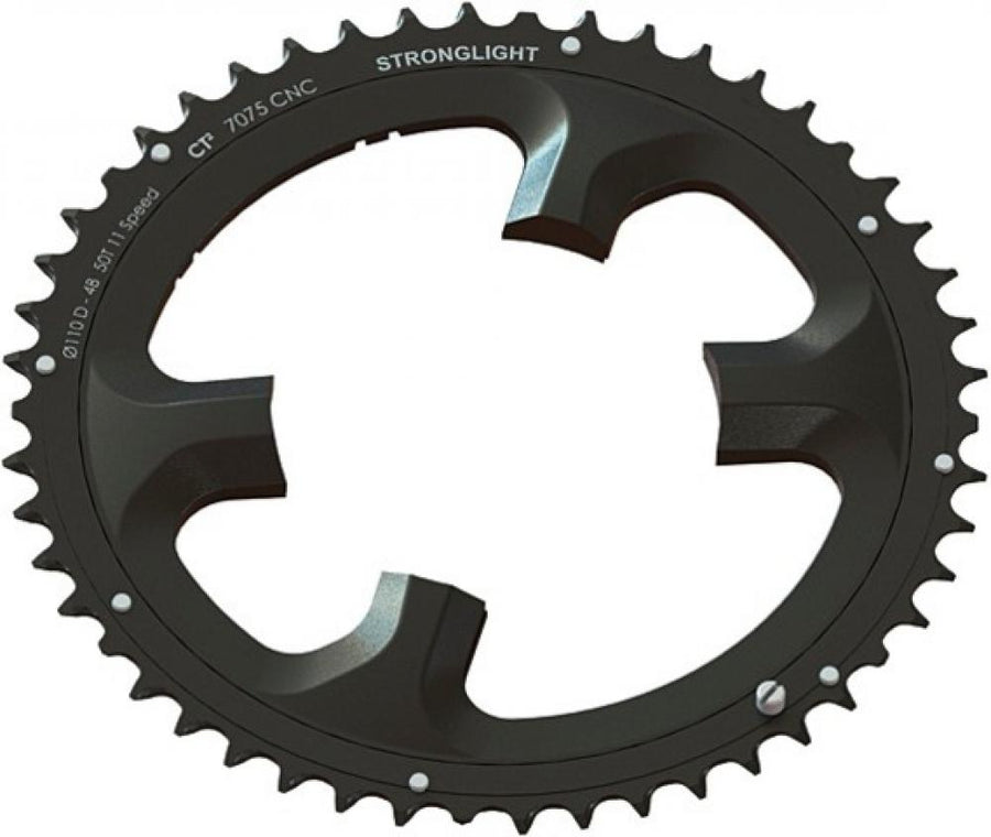 Schwarzes Stronglight CT2 Kettenblatt für Dura Ace 9000, 110mm BCD, 53 Zähne.