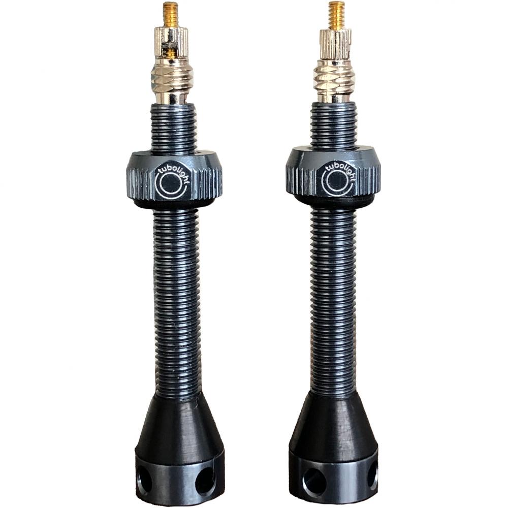 Tubolight Tubeless-Ventile Aluminium grau 50 mm Grau - zuverlässige Luftzufuhr für Tubeless-Setups