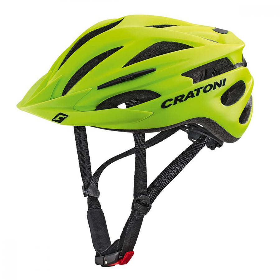 Cratoni Pacer MTB Helm lime matt S/M (54-58 cm) - ultraleicht, 20 Belüftungsöffnungen, Inmold-Technologie, LFS-Verstellsystem, abnehmbares Visier, Reflektoren, optionales Rücklicht, EN 1078 zertifiziert