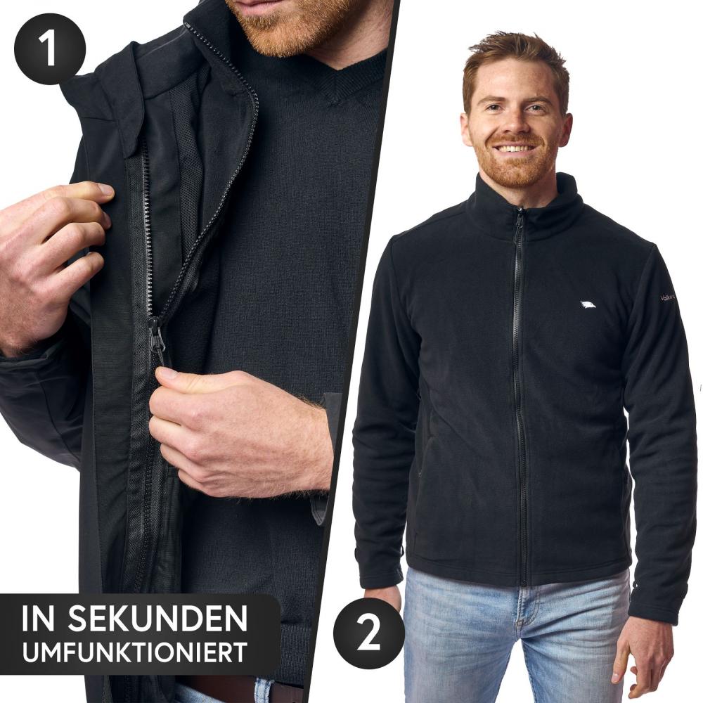 Valkental Jacke 3in1 Smart Jacket wasserdichte Jacke mit Fleece Zipp-In Herren XXL schwarz