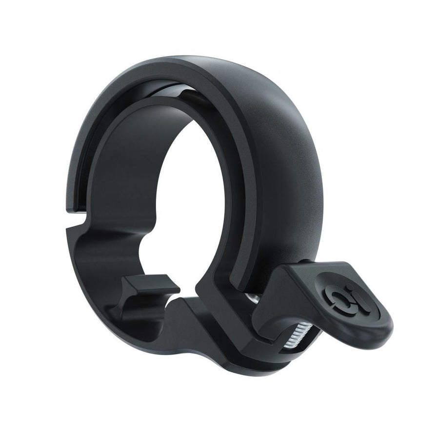 Knog Oi Classic Fahrradklingel, matt schwarz, für Lenker 23,8-31,8mm, stilvolles Design für City- und Trekkingräder.