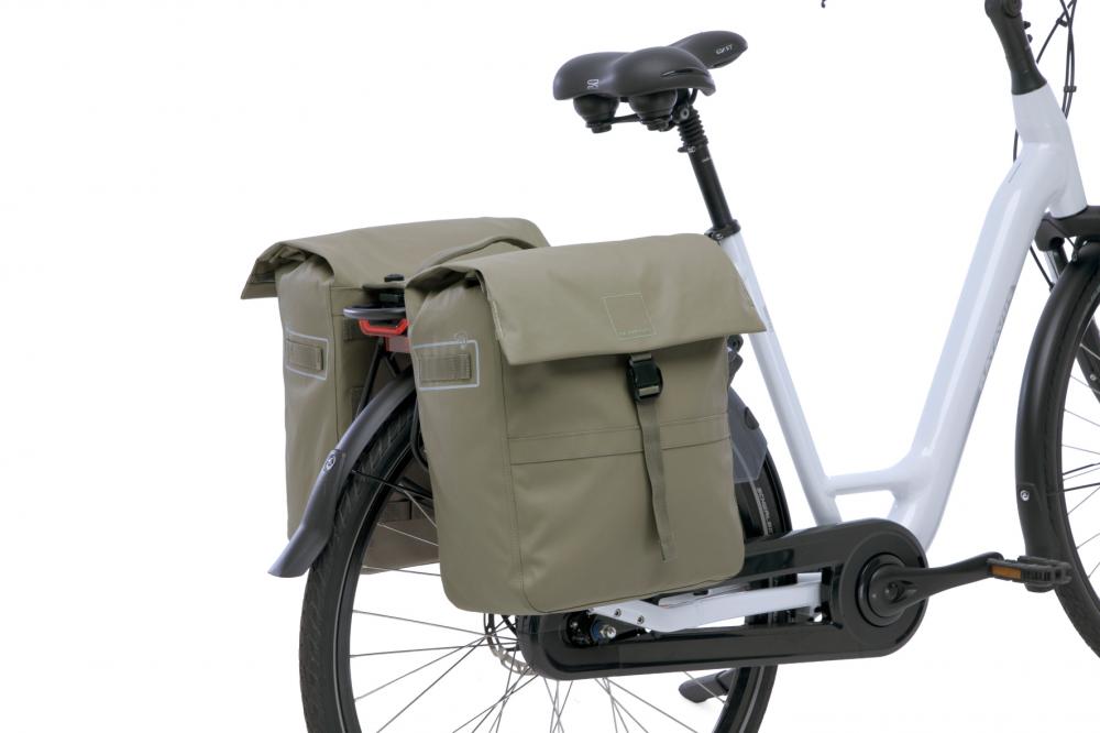 New Looxs Doppelpacktasche Leeds Double MIK 2.0 2x19L Taupe - geräumige City-Fahrradtasche