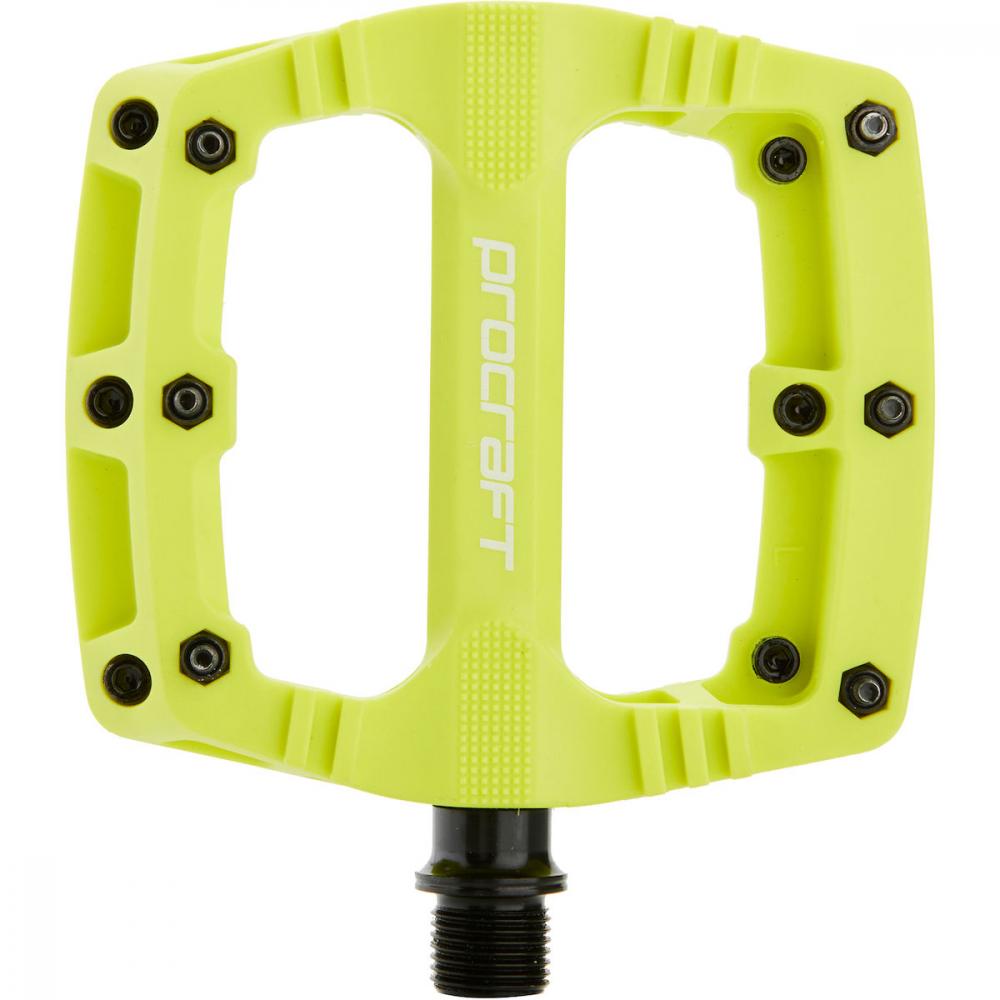 Procraft Pedale Small Grip Essential Kunststoff 102 x 100 mm Lime - kompakte Flatpedals mit Top-Grip