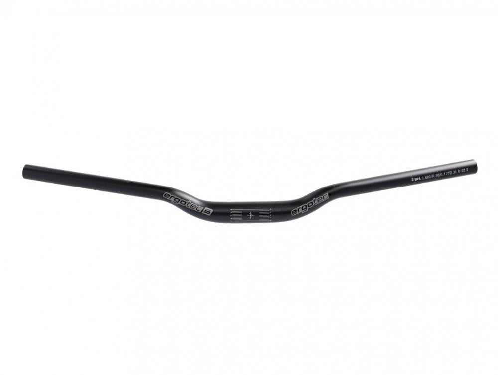Ergotec H-Bar L MTB-Lenker, Alu, Ø31,8mm, 660mm, 30mm Rise, 12° Backsweep, schwarz matt, Safety Level 5.