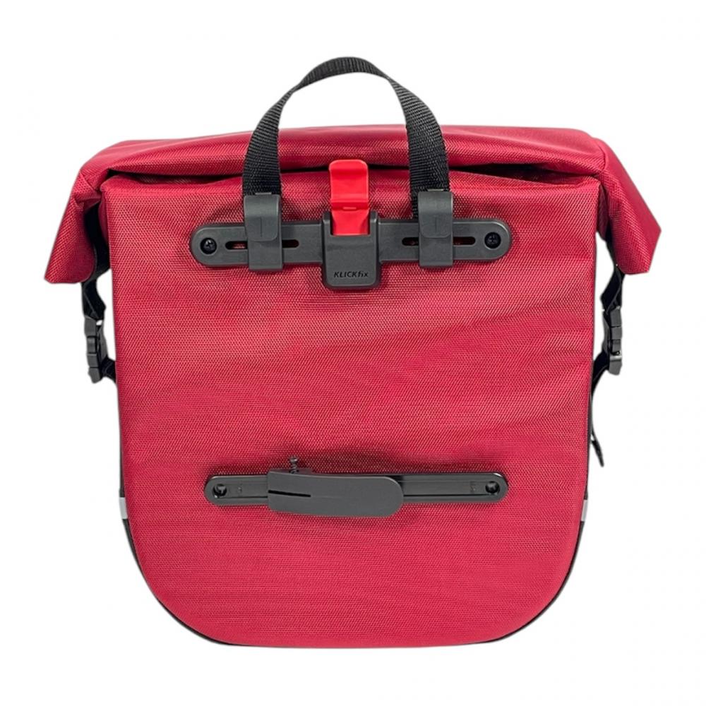 Haberland Einzeltasche eMotion rot/schwarz - robuste Gepäckträgertasche mit Rollverschluss
