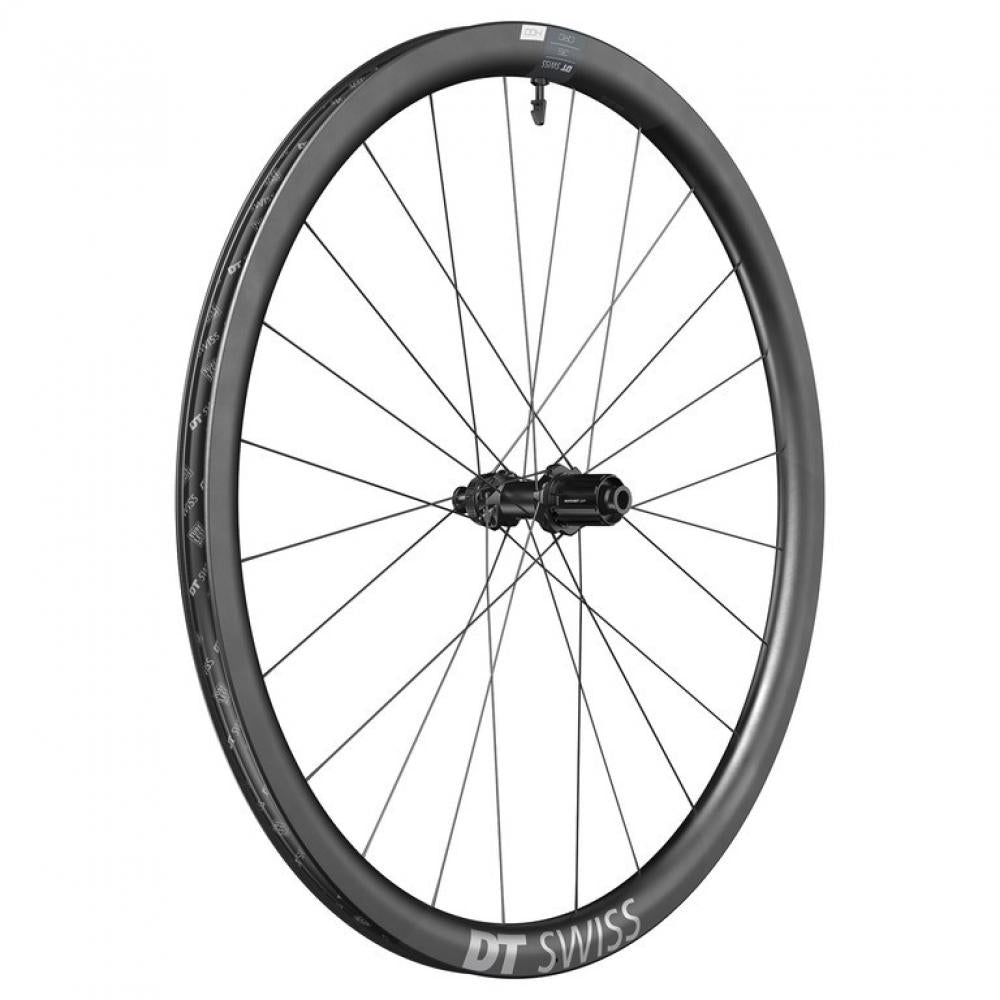 DT Swiss CRC 1400 Spline Disc Laufrad 622x22mm, leichtes schwarzes Carbon-Performance-Rad.